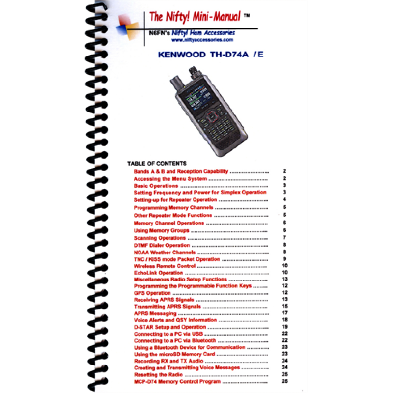 Kenwood TH-D74A Mini-Manual by Nifty Accessories